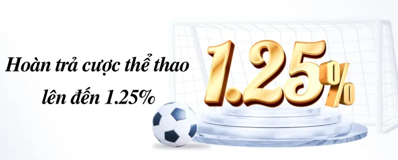 Hoàn trả cược thể thao lên đến 1.25%